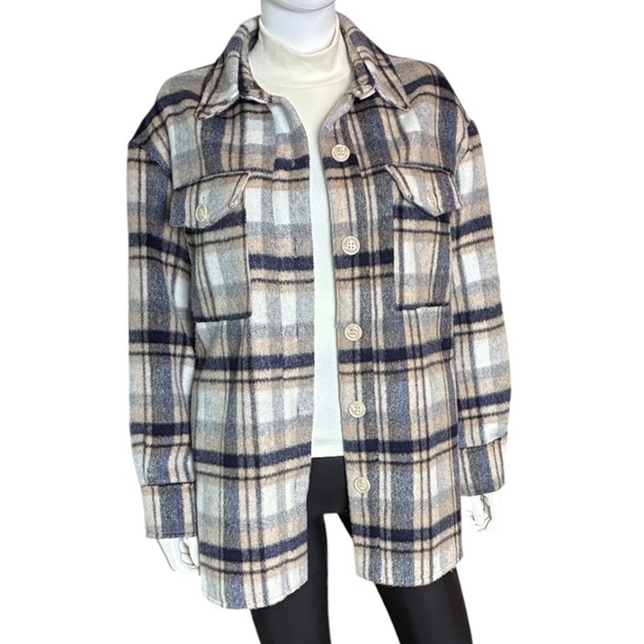 Evereve Plaid Button Front Shacket Jacket Women’s Size S - Picture 1 of 9
